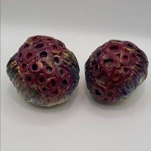 Unique Art Pottery Artist Stamped Lidded Boxes-Set of 2